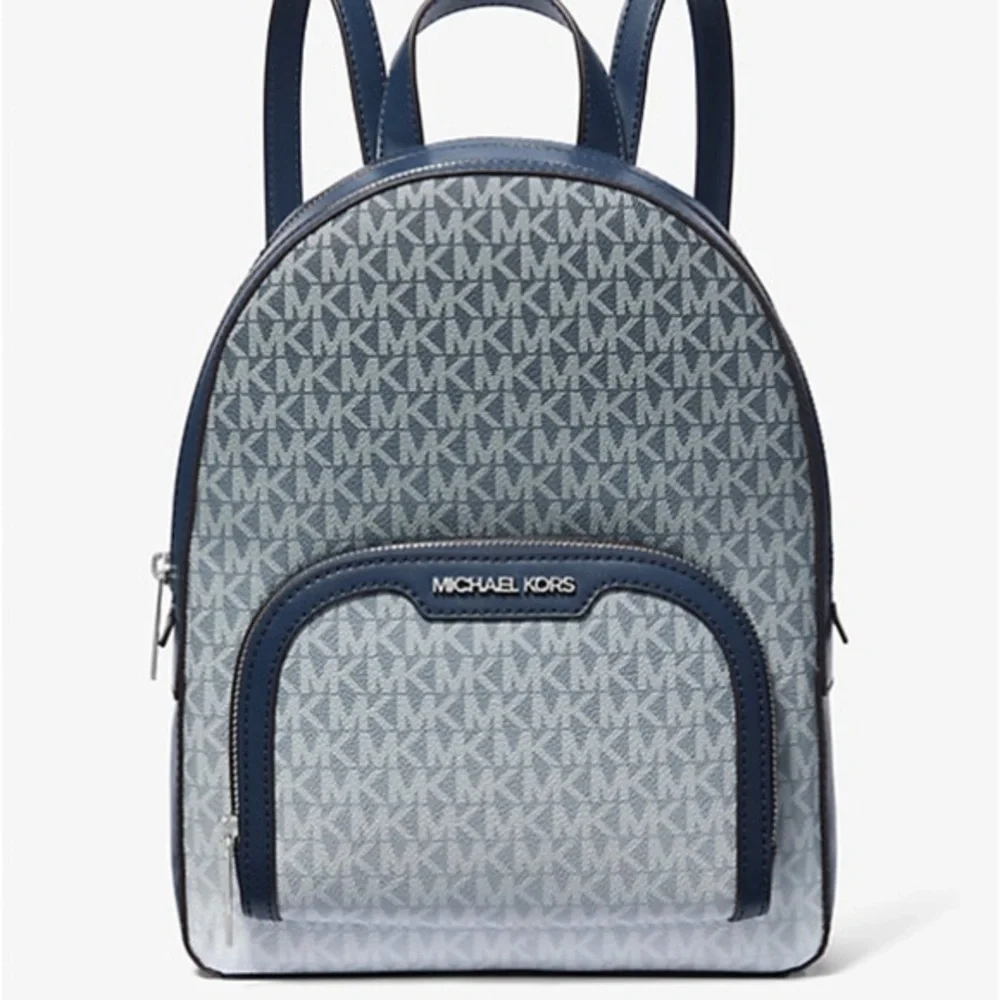 Michael Kors Jaycee Medium Ombré Signature Logo Backpack Navy NWT